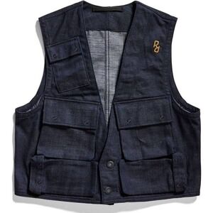 G Star Raw Research Indigo Dyed Denim Utility Vest Women Size Medium MSRP $370‎